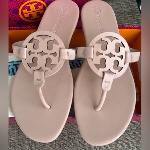 Tory Burch Pale Pink Miller Logo Thong Sandals